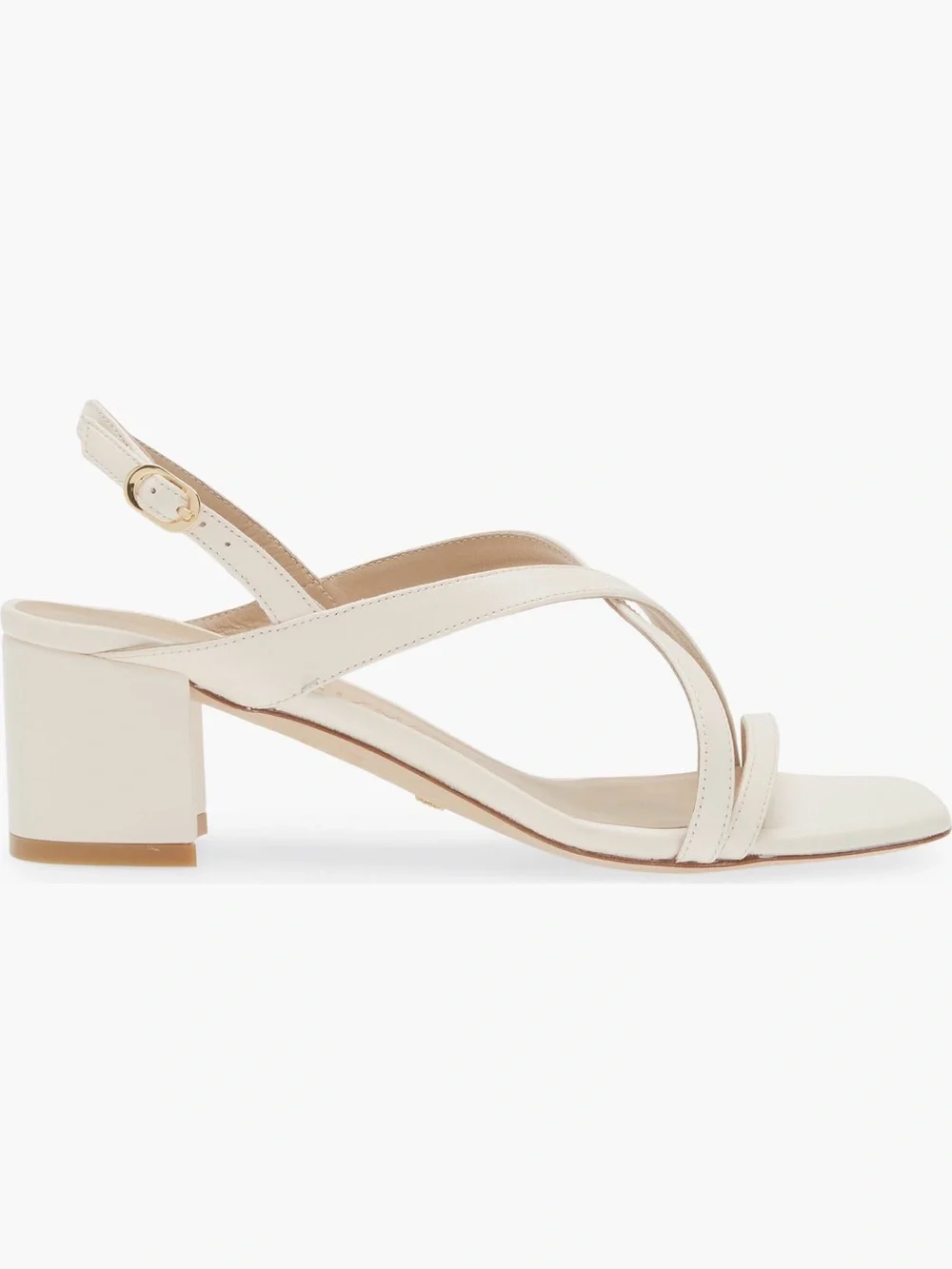 Stuart Weitzman Cream Strappy Block Heel Sandals - Picture 7 of 8